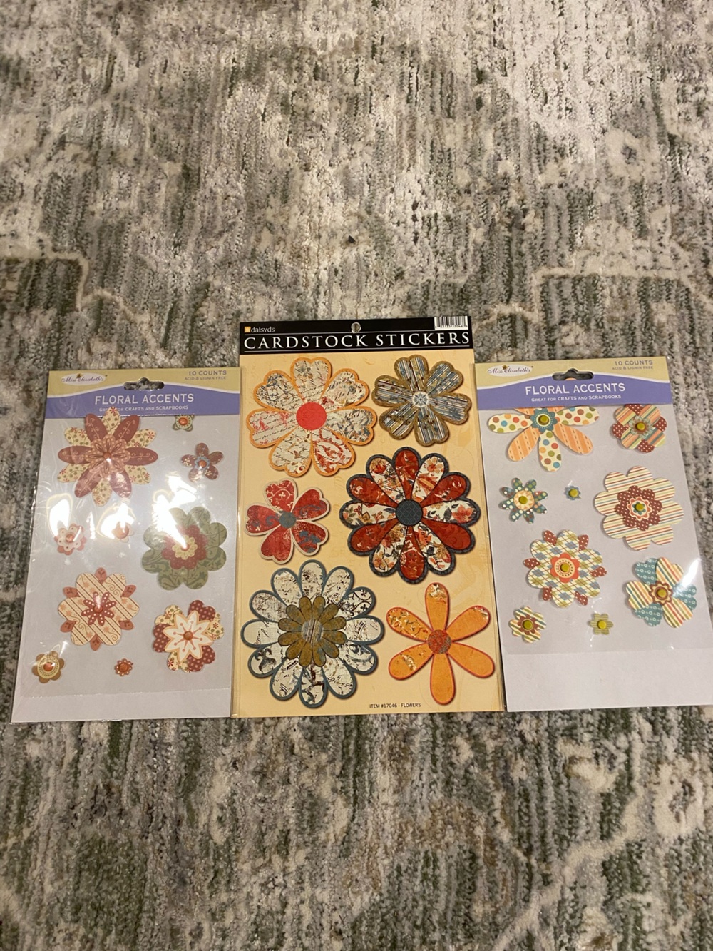 Floral Accents & Cardstock Stickers - Mixed Orange, Red, Green by Unknown Brand